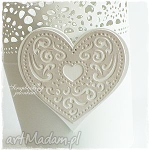 handmade magnesy koronkowe serce - magnes