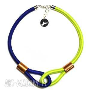 handmade naszyjniki multicolor /navy blue & fluo green/