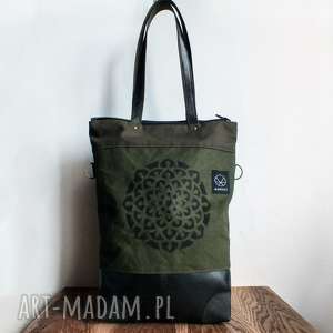 handmade torebki torba khaki mandala z autorskim wzorem