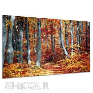Obraz na płótnie czerwony jesienny las 120x80 cm