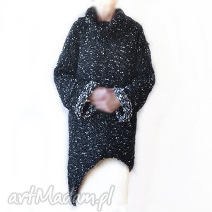 asymetryczna tunika, sweter handmade, oversize