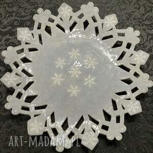 ceramiczna patera śnieżynka zimowa dekoracja stołu serwowania ciast