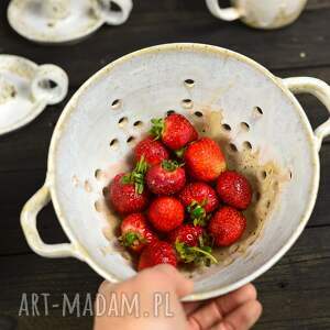 misa do serwowania umytych owoców / berry bowl jasna beżowa, styl rustykalny