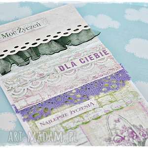 ręczne wykonanie scrapbooking kartki moc życzeń - lawendowa kartka