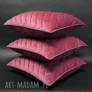 ręczne wykonanie poduszki komplet poduszek, velvet karo, burgund 45x45cm