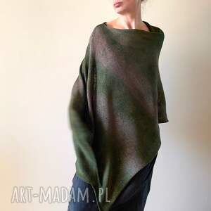 Prezent Ponczo bawełniane brąz, unikat, dla niej