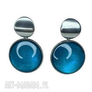kolczyki w perłowym odcieniu turkusu binnur e9/14, duże sztyfty