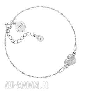 Srebrna bransoletka z gniecionym serduszkiem, srebro