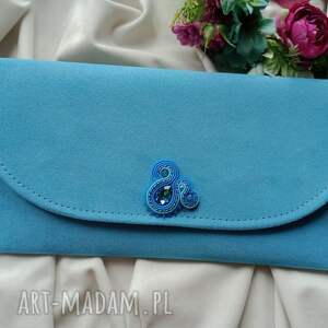 ręcznie wykonane błękitna torebka, jasnoniebieska torebka, kopertówka baby blue