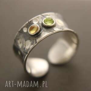 pierścionek z cytrynem i oliwinem zamówienie p anna kamienie naturalne, ręcznie