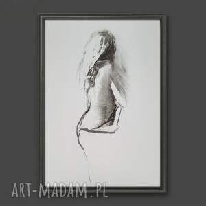 dress - 50x70cm, kobieta plakat, obraz, duży obraz szkic