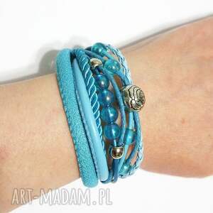 bransoletka - niebieska rzemienie koraliki dla niej dziewczynki, prezent