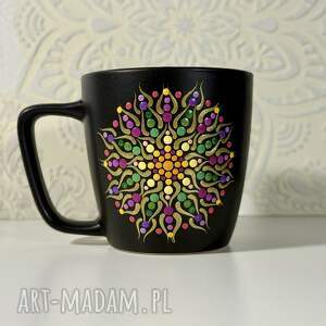 Kubeczek ceramiczny z ręcznie malowaną mandalą - 400 ml, Misty Day