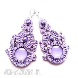 lavender haftowane kolczyki sutasz