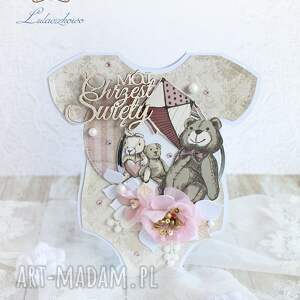 scrapbooking kartki kartka body na chrzest vintage girl gotowa