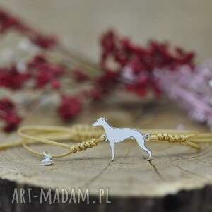 whippet / chart angielski - bransoletka z psem, srebro 925, psia mama, piesek