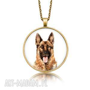 medalion okrągły z grafiką owczarek niemiecki rasowy pies, prezent, oryginalny