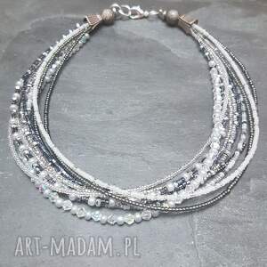 Naszyjnik Krótki Szary Crystal z Koralików Różnych Edi