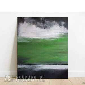 abstrakcja w zieleniach - obraz akrylowy formatu 80/100 cm