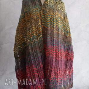 Prezent, ciepły ręcznie robiony na drutach, duży szal