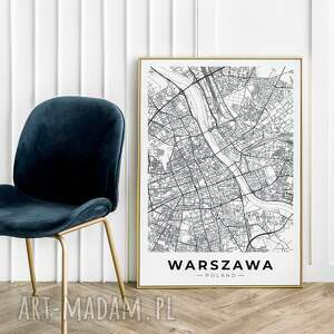 plakat mapa warszawy - format 40x50 cm mapy miast, miasto grafika