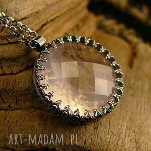 Kuznia Nehesi: naszyjnik serca - różowy kwarc srebro iv, kwarcem różowym, serce boho