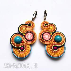 kolczyki sutaszowe ręczny haft mandarynki