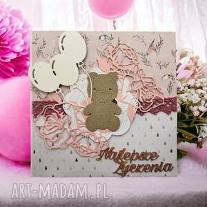 handmade scrapbooking kartki karta urodzinowa dla maluszka róż
