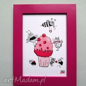 cherry cupcake, grafika z serii yummy babeczka pszczółka, deser słodycze