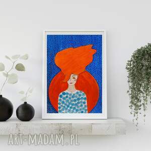 plakat 50x70 cm - kobieta z rudymi włosami wydruk, postać, twarz