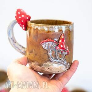 azulhorse duży kubek z muchomorem handmade nakrapiana jesień ok 480 ml ii