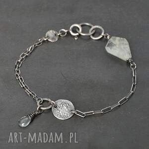 grey line project srebrna bransoletka z akwamarynem ii, surowa biżuteria