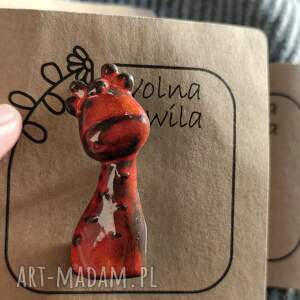 Kolorowa broszka ceramiczna żyrafa - rękodzieło