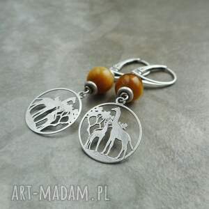 Prezent afryka, motyw zwierzęcy, srebro, srebrne kolczyki