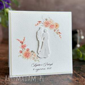 Elegancka kartka ślubna z ozdobną kopertą - wedding charm, wp51, pamiątka, handmade