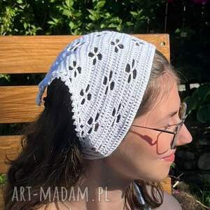 chmurki boho bandana szydełkowa bawełna bambus, letnie dodatki wakacyjny