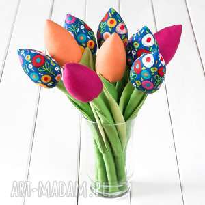 ręcznie zrobione dekoracje tulipany bawełniany kolorowy bukiet