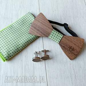 handmade muchy i muszki zestaw z drewnianą muszką puzzle zieleń