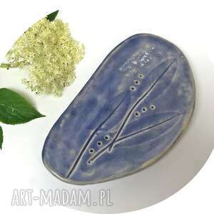 ceramiczna mydelniczka ręcznie robiona 3 feuilles, akcesoria łazienkowe, polskie
