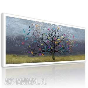 Obraz drukowany na płótnie - Drzewo z kolorowymi ptakami - Nowoczesna