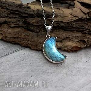 Mały księżyc, labradoryt, naszyjnik, wisior, zawieszka