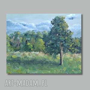 Na polach, pejzaż, krajobraz, obraz pejzażowy, drzewo, las