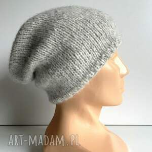handmade czapki ciepła czapka ręcznie robiona chmurka alpaka 03 perłowy