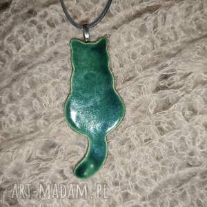 oryginalny prezent, wisior ceramiczny kot, naszyjnik biżuteria natura