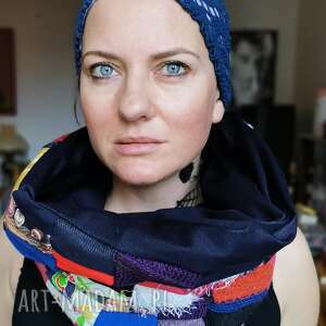 komin patchworkowy boho handmade kolorowy - box z1, uszyty z kawałków,cześć