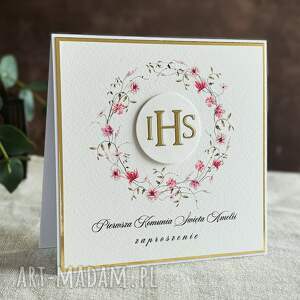 zaproszenia komunijne ręcznie robione, wzór 58a, pierwsza komunia