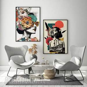 Zestaw 2 plakatów kobieta kolaż - format 30x40 cm plakat, plakaty