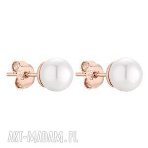 kolczyki perły gavbari z różowego złota białe