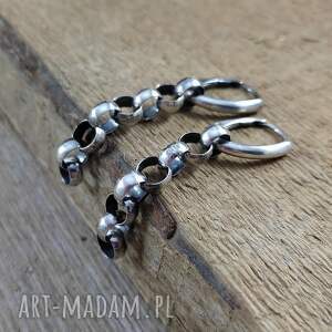 kolczyki - łańcuszki, srebro oksydowane, 925