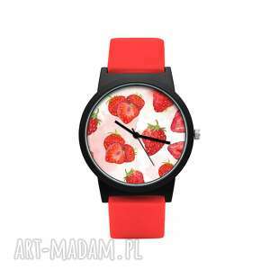 zegarek z silikonowym paskiem truskawki, owoce, słodkie, wesoły, lato